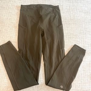 Army Green Lululemon Leggings (Size: 4)